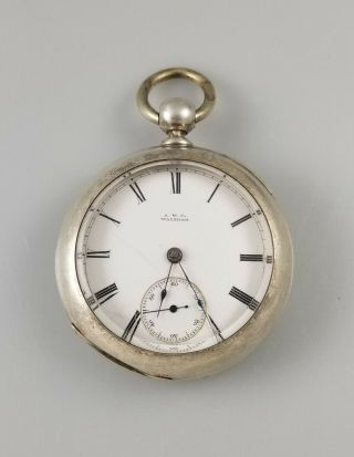 1879 Antique 18s Waltham Ps Bartlett Key Wind Pocket Watch – 3 Oz Coin Silver