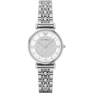 Emporio Armani Ladies Watch Silver Crystal Pave Dial Stainless Steel Ar1925