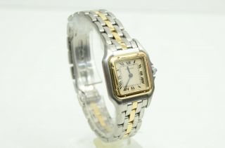Auth Cartier Panthere Watch 22mm Ladies Quartz Sm Stainless Steel 18k Gold 1 Row