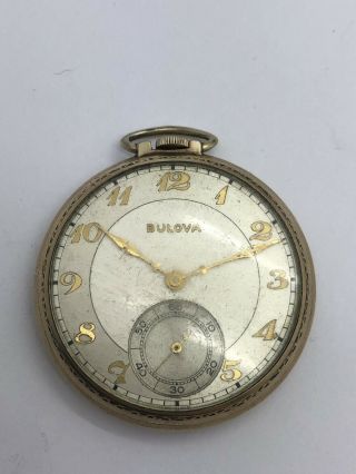 Vintage Bulova 10k Rgp Pocket Watch 17j Model 17ah -