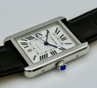 Cartier Tank Solo XL Automatic Watch Men ' s Ref 3515 Stainless Steel 4