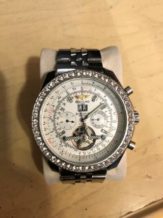 Breitling Bentley 48mm Stainless Steel White Dial Mens Chronograph Watch A25363