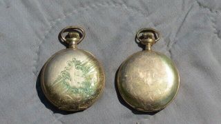 2 Antique 14 K Gold Small Hunter Pocket Watch Cases Victorian Era 2