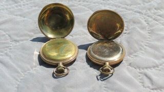 2 Antique 14 K Gold Small Hunter Pocket Watch Cases Victorian Era 3