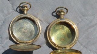 2 Antique 14 K Gold Small Hunter Pocket Watch Cases Victorian Era 5