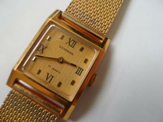 Vintage Sekonda Gold Plated 17 Jewels Ussr Zaria Watch Factory Ladies Watch.