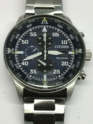 Citizen Eco - Drive Men Stainless Steel Chronograph Aviator Pilot Watch Ca0690 - 88l