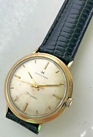 Vintage 10 Karat Gold Filled Hamilton Thinomatic Swiss Automatic Mens Watch