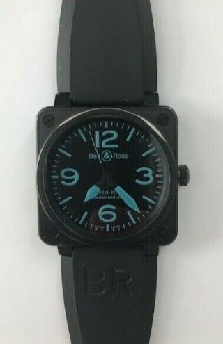 Bell & Ross Br01 - 92 - Sblu Watch Limited Edition 423 Of 500 W/ Rare Blue Dial