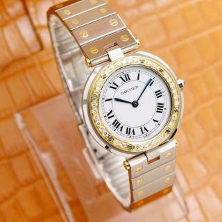 Cartier Santos Ronde 30mm 18k Gold and Stainless Steel Ladies Diamond Watch O189 3