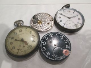 2 Vintage Military Pocket Watches Helvetia And 2 Movements