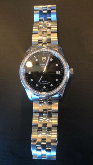 Tudor Glamour Date Steel Auto Bracelet Diamonds Watch 53020