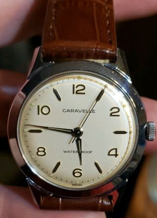 VINTAGE 1963 Caravelle Watch 7 Jewels 33mm Keeps good time 2