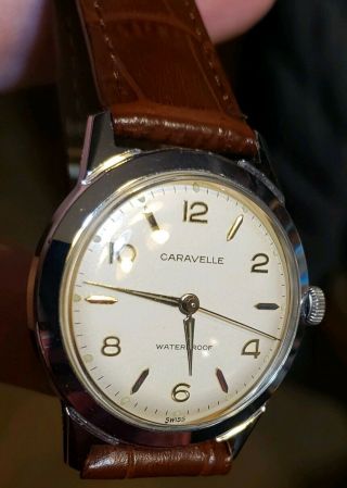 VINTAGE 1963 Caravelle Watch 7 Jewels 33mm Keeps good time 3