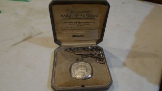 Illinois Marquis Autocrat Antique Pocket Watch 14k Gf W/ Pocket Knife Chain Case