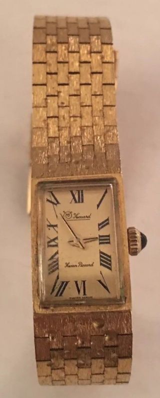 Vintage Wind - Up Lucien Piccard Gold Tone Swiss Watch Weave Mesh Band