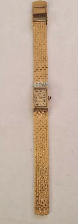 Vintage Wind - up Lucien Piccard Gold Tone Swiss Watch Weave Mesh Band 2