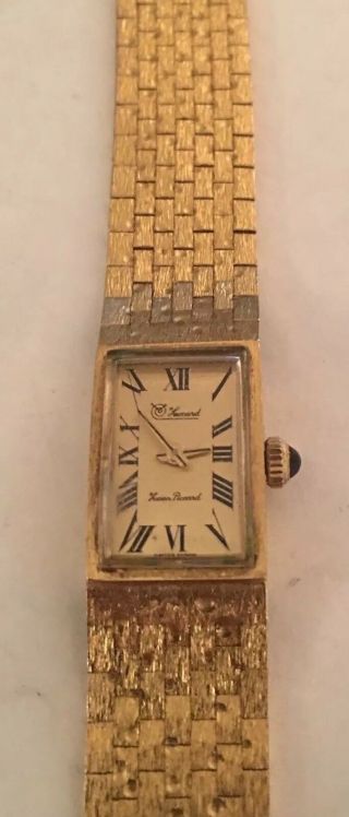 Vintage Wind - up Lucien Piccard Gold Tone Swiss Watch Weave Mesh Band 3