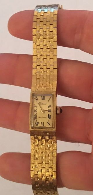 Vintage Wind - up Lucien Piccard Gold Tone Swiss Watch Weave Mesh Band 8