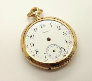 1907 Waltham 16s 15j Open Face Gold Filled Pocket Watch Spares Or Repairs Runs