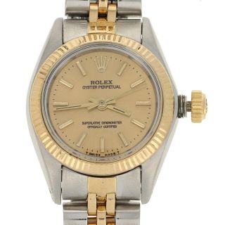 Rolex Oyster Perpetual Ladies Watch Stainless 18k Gold Automatic 2yr Wnty 6719