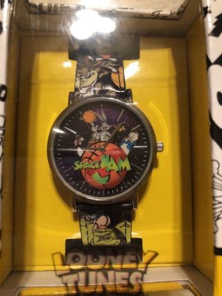 Warner Bros Looney Tunes Space Jam Wrist Watch W/faux Leather Band