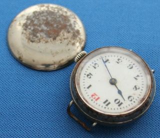 Vintage Swiss Ww1 Pin Set Oversized Trench Watch Red 12 Old Military Parts Fix