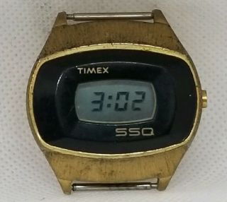 Timex SSQ 1970s Digital LED Gold Tone Black Watch No Band Fresh Battery 3