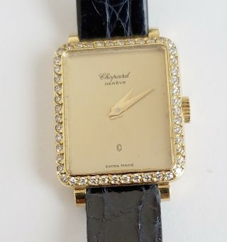 Lady Chopard 18k Solid Gold Diamond Bezel Wrist Watch Runs 03 - 5