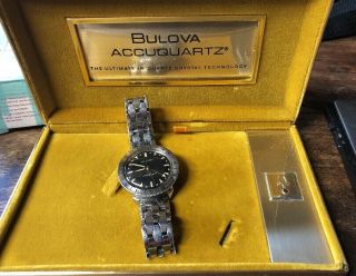 Vintage Bulova Accutron Astronaut Stainless M4 Watch Coffin Link Band W/ Box