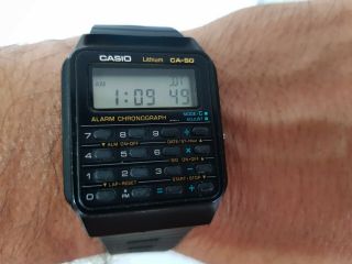 Casio Ca - 50 Calculator Watch Back To The Future Marty Mcfly Model Michael J.  Fox