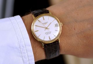 VINTAGE LONGINES FLAGSHIP 18K GOLD AUTOMATIC WITH DATE DIAL FROM 1966 12