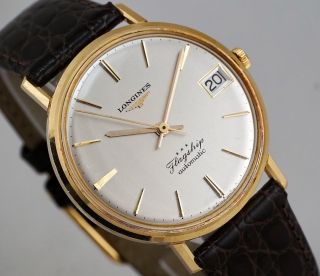 VINTAGE LONGINES FLAGSHIP 18K GOLD AUTOMATIC WITH DATE DIAL FROM 1966 9