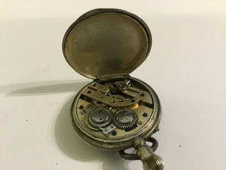 Antique German Pocket Watch 800 Silver Winds and Runs Ornate Case L@@K 7