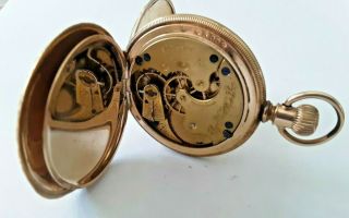 Antique ELGIN Fancy Gold HUNTERS CASE Pocket Watch 7j sz.  6s Sidewinder 1893 5