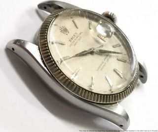 6605 Rolex Datejust Red Roulette Date White Gold Bezel Steel Vintage Watch 2 Fix 11