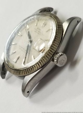 6605 Rolex Datejust Red Roulette Date White Gold Bezel Steel Vintage Watch 2 Fix 3