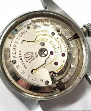 6605 Rolex Datejust Red Roulette Date White Gold Bezel Steel Vintage Watch 2 Fix 9