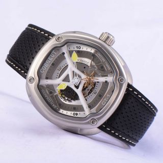 46mm Corgeut Gray Dial Yellow Hands Square Miyota Automatic Mens Watches