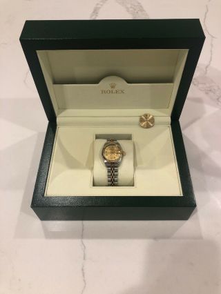 Rolex Ladies Diamond Dial 18k Two Tone Gold 26mm Jubilee With Extra Gold Dial