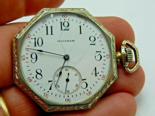Vintage Antique Pocket Watch Waltham 15j Grade 220 12s Octagonal Supreme Case