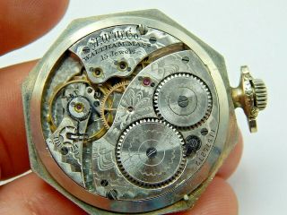 Vintage Antique Pocket watch Waltham 15J grade 220 12S octagonal Supreme case 5