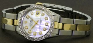 Rolex Datejust 6517 14k/18k/ss Diamond Mop Dial/bezel Automatic Ladies Watch