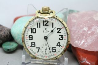 Vintage Elgin 17j Open Face Gold Tone Pocket Watch Running Wm119 - 6451 - 6101