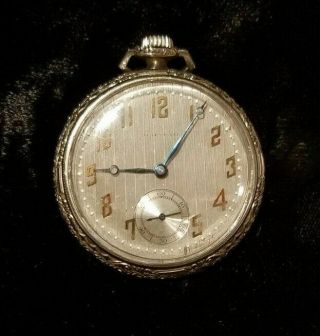 1920 Waltham Pocket Watch 17 Jewels Size 12 14k White Gold Filled - Keeps Time