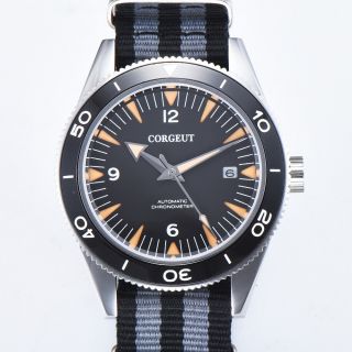 Corgeut 41mm Sapphire Glass Black Dial Date Automatic Movement Mens Watch
