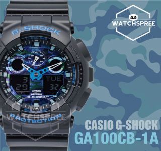 Casio G - Shock Blue Tone Camouflage Ga - 100 Series Watch Ga100cb - 1a