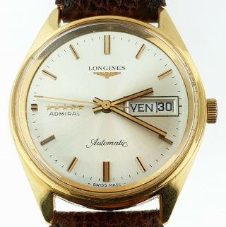 Vintage Longines Admiral 5 - Stars 18k Rose - Gold Automatic Date Dial 1972