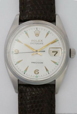 Rolex 6494 Oysterdate Red Roulette Date Mens Vintage Watch 2