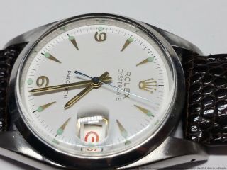 Rolex 6494 Oysterdate Red Roulette Date Mens Vintage Watch 3